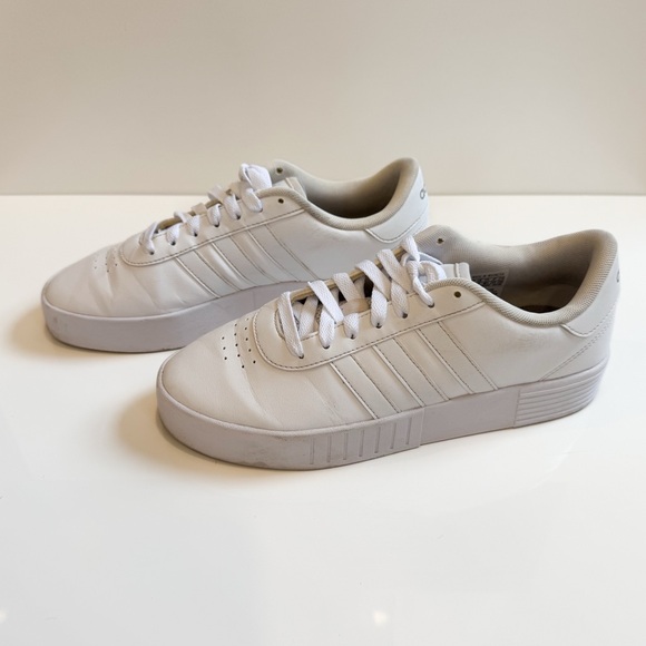Adidas White Leather Sneakers Womens 8.5 - Picture 5 of 8